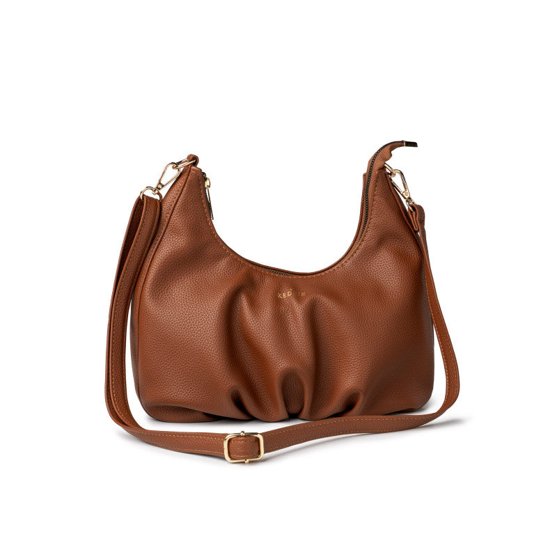 Kedzie Elle Vegan Leather Shoulder Bag Chestnut