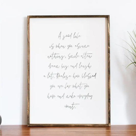 Wood Sign, A Good Life